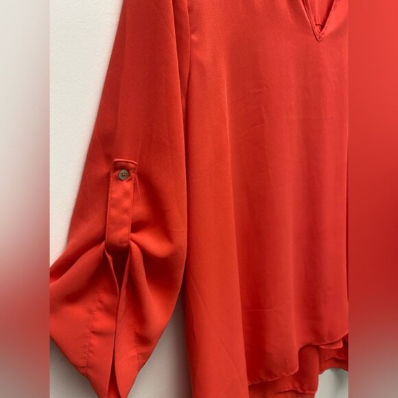 Cristina B Vibrant Coral Layered Top Blouse XXL - Picture 3 of 6